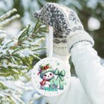 Personalized Cute Cartoon Santa Hat Snowman Initial Christmas Ornament with Name Christmas Gift for Friends Family