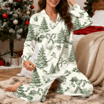 Gepersonaliseerde kerst Toile De Jouy dames pyjama set met initiaal dagelijks gebruik kerstverjaardagscadeau voor vrouwen