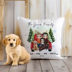 Personalized Family Cartoon Characters Soft Throw Pillow Cover with Name and Year Home Decor Birthday Anniversary Christmas Gift for Family