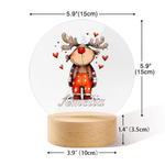 Personalized Cute Cartoon Reindeer LED Night Light with Name Soft Glow and Wooden Base Nursery Room Decor Christmas Gift for Kids