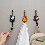 Personalized Electric Guitar Headstock Decorative Hooks with Name Set of 3 Home Music Studio Decor Birthday Gift for Guitar Player Music Lover