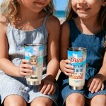 Personalized Sandbeach Cartoon Character 20 oz Insulated Tumbler with Name Travel Essential Daily Use Birthday Gift for Kid Family