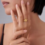 Personalized Engraved Birth Flower Signet Ring  Dainty Jewelry Anniversary Christmas Birthday Gift for Her