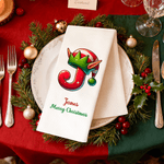 Personalized Christmas Elf Tree Snowman House Initial Waffle Tea Towel with Text Kitchen Decor Christmas Gift for Family Friends