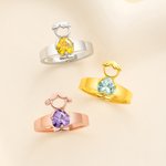 Personalized Cute Boy Girl Charm Heart-Shaped Birthstone Ring Mother's Day Birthday Anniversary Gift for Mother Grandmother