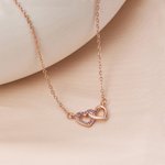 Personalized Double Hearts Infinity Necklace with Birthstone Dainty Jewelry Birthday Anniversary Gift for Women