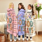 Personalised God Says Flower Bible Soft Throw Blanket with Name Home Decor Christmas Gift for Kids Christians Families