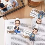 Marque-Page Magnétique Personnalisé avec Personnage de Lecture Dessiné et Nom Fourniture de Lecture Cadeau d'Anniversaire pour Amateur de Lecture