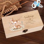 Caja de madera personalizada con animales de dibujos animados nombre e información de nacimiento regalo de cumpleaños para recién nacidos