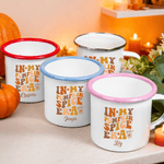 Personalized In My Pumpkin Spice Era 12 oz Enamel Mug with Name Thanksgiving Day Birthday Gift for Family Kids