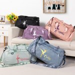 Personalisierte Multi-Fach Ballett Silhouette wasserdicht Oxford Reisetasche mit Namen und Schultergurt Geburtstag Geschenk für Ballerina Tanzliebhaber