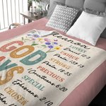 Personalised God Says Flower Bible Soft Throw Blanket with Name Home Decor Christmas Gift for Kids Christians Families