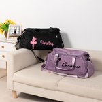Personalized Cheerleading Theme Large Name Duffle Bag with Shoes Compartment and Shoulder Strap Birthday Team Gift for Cheerleader Girls