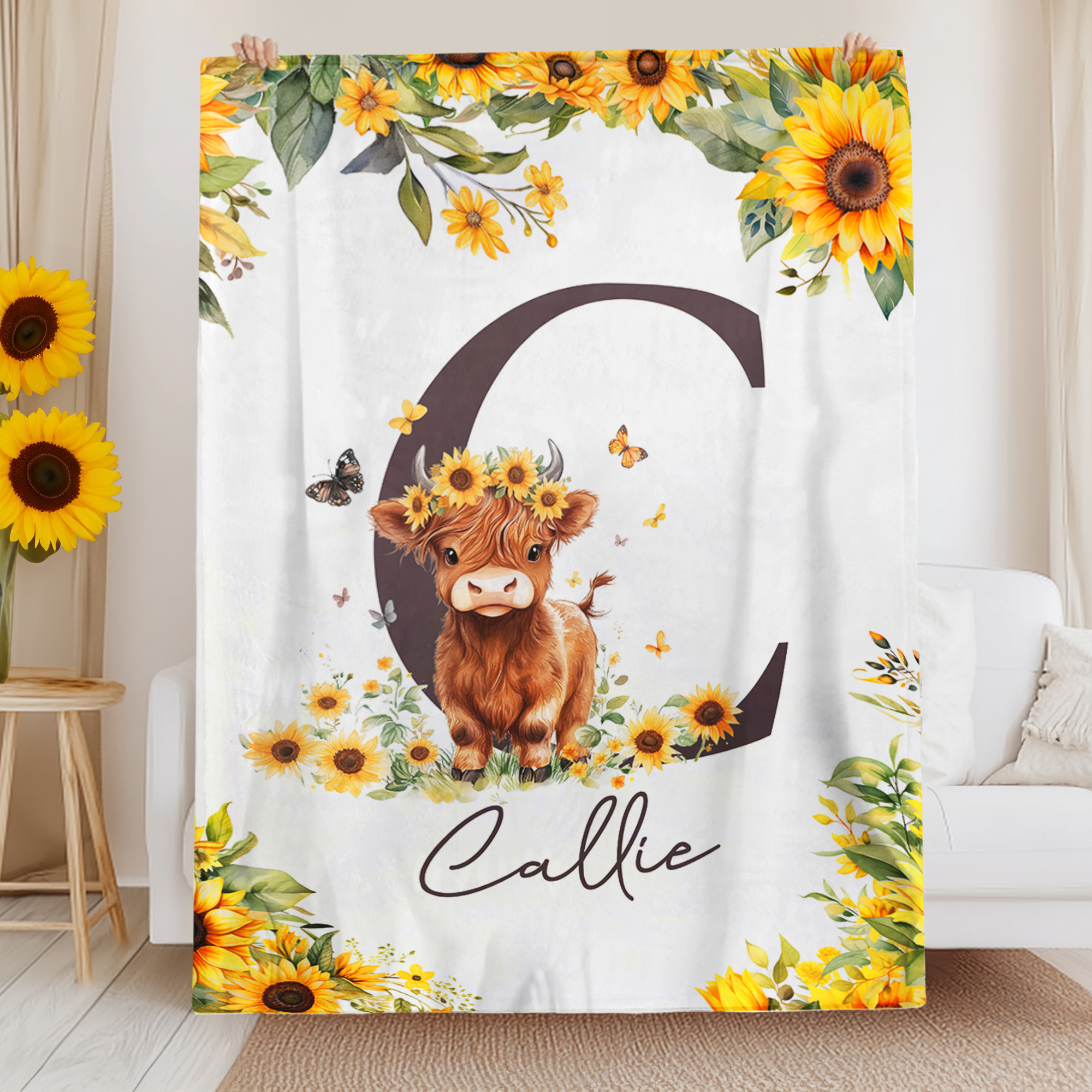 Couverture douce personnalisée avec nom et initiale Cadeau d'anniversaire de naissance pour enfants