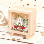 Personalized Cute Animal Christmas Wreath Wood Clear Money Box Piggy Bank with Name and Initial Desk Decor Christmas Gift for Kids