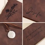 Cuaderno de cuero PU personalizado con flor de nacimiento y nombre regalo de cumpleaños y vacaciones para entusiastas de la escritura