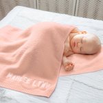 Personalised Embroidered Name Soft Cotton Baby Blanket with Baby Shower Birthday Gift for Newborns Kids