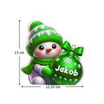 Personlig flerfärgad söt snögubbe julgransdekoration med namn julklapp till familj och vänner