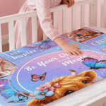 Personalized Floral Highland Cow Butterfly Soft Throw Blanket with Name and Photos Home Decor Baby Shower Birthday Gift for Girls