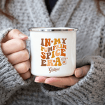 Personalized In My Pumpkin Spice Era 12 oz Enamel Mug with Name Thanksgiving Day Birthday Gift for Family Kids