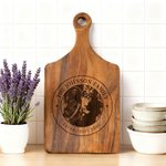 Henkilökohtainen kaiverrettu valokuva Design Wood Charcuterie leikkuulauta kahvalla ja nimi Home Decor Made in USA Syntymäpäivä Häät lahja perheelle