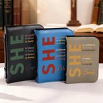 Personalised She is Bible Verses Multicolour PU Leather Book Cover with Name Christmas Birthday Baptism Gift for Christian Family Friends