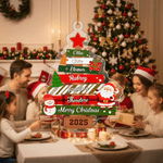 Personlig julgransjultomte akrylprydnad med 1-8 namn Hem träddekoration julklapp för familjen