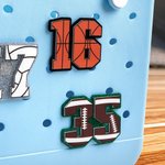 Personalized Acrylic Baseball Softball Soccer Sports Name Number Bag Charm Accessories for Bogg Sports Team Birthday Gift for Sport Lovers