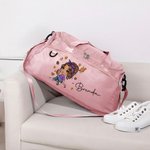 Personalized Fashion Football Girl Name Waterproof Travel Weekender Bag with Shoe Compartment and Shoulder Strap Birthday Sports Gift for Women