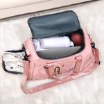 Personalized Fashion Football Girl Name Waterproof Travel Weekender Bag with Shoe Compartment and Shoulder Strap Birthday Sports Gift for Women