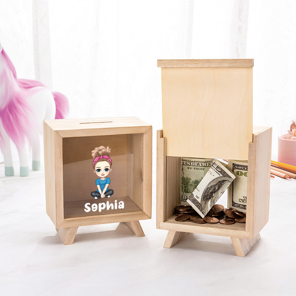 Personalized Money Box with Kid Cartoon Character Money Box |Callie ...