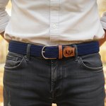Personalized Initial Hole Free Elastic Woven Belt with Name Daily Wear Birthday Gift for Men Father