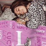 Personalized Cute 3D Cartoon Pet Multicolor Soft Throw Blanket with Name Pet Birthday Anniversary Gift for Pet Lovers