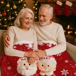 Personalised Christmas Couple Growing Old Together Soft Throw Blanket with Name Text and Year Home Decor Christmas Gift for Couple