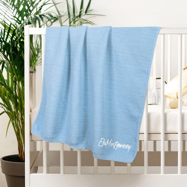 Personalised Embroidered Name Soft Cotton Baby Blanket with Baby Shower Birthday Gift for Newborns Kids