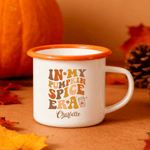 Personalized In My Pumpkin Spice Era 12 oz Enamel Mug with Name Thanksgiving Day Birthday Gift for Family Kids