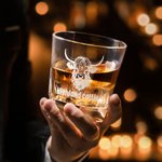 Personalized Highland Cow Whiskey Decanter with Text Bar Accessory Birthday Gift for Men Whiskey Lovers