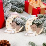 Personalisierte hölzerne Bär Baby's erste Weihnachten Ornament mit Namen und Jahr Kinderzimmer Dekoration Weihnachtsgeschenk für Baby Junge Mädchen
