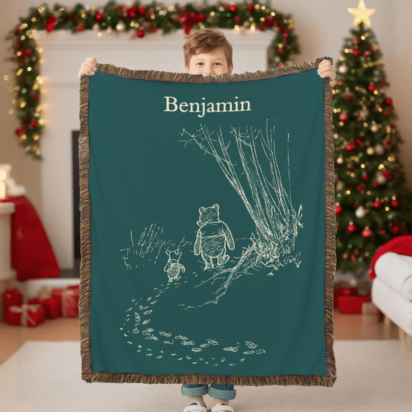 Personalized Classic Winnie the Pooh Multicolor Soft Tassel Blanket with Name Birthday Christmas Gift for Boys Girls