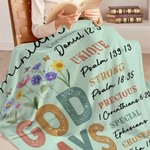 Personalised God Says Flower Bible Soft Throw Blanket with Name Home Decor Christmas Gift for Kids Christians Families