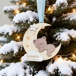 Personalisierte hölzerne Bär Baby's erste Weihnachten Ornament mit Namen und Jahr Kinderzimmer Dekoration Weihnachtsgeschenk für Baby Junge Mädchen
