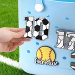 Personalized Acrylic Baseball Softball Soccer Sports Name Number Bag Charm Accessories for Bogg Sports Team Birthday Gift for Sport Lovers
