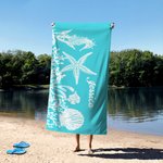 Personalised Multicolor Seahorse Starfish Quick Dry Oversized Beach Towel with Name Summer Travel Essentials Vacation Gift for Family Friend