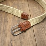 Personalized Initial Hole Free Elastic Woven Belt with Name Daily Wear Birthday Gift for Men Father