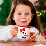 Personalized Cute Carrot Nose Snowman Face Design 12 oz Enamel Mug with Name Daily Use Christmas Gift for Kids