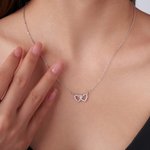 Personalized Double Hearts Infinity Necklace with Birthstone Dainty Jewelry Birthday Anniversary Gift for Women