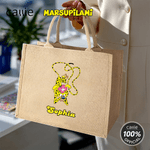 Personalized Cute Long Tailed Marsupilami Jute Tote Bag with Name Birthday Anniversary Christmas Gift for Friends Kids | Callie × Marsupilami®