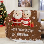 Personalised Christmas Couple Growing Old Together Soft Throw Blanket with Name Text and Year Home Decor Christmas Gift for Couple