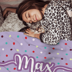 Personalisierte Multicolor Polka Dots weiche Haustier Decke mit Pet Name Home Decor Geburtstagsgeschenk für Tierbesitzer