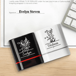 Tampon de signature portable personnalisé avec nom et fleur de naissance Cadeau d'anniversaire pour les amis et la famille